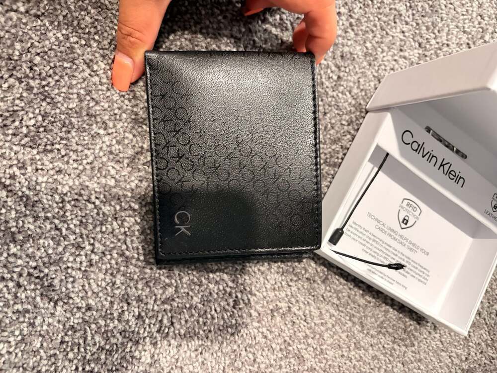 Calvin Klein RFID Protected Leather Bifold Wallet with Monogram Print